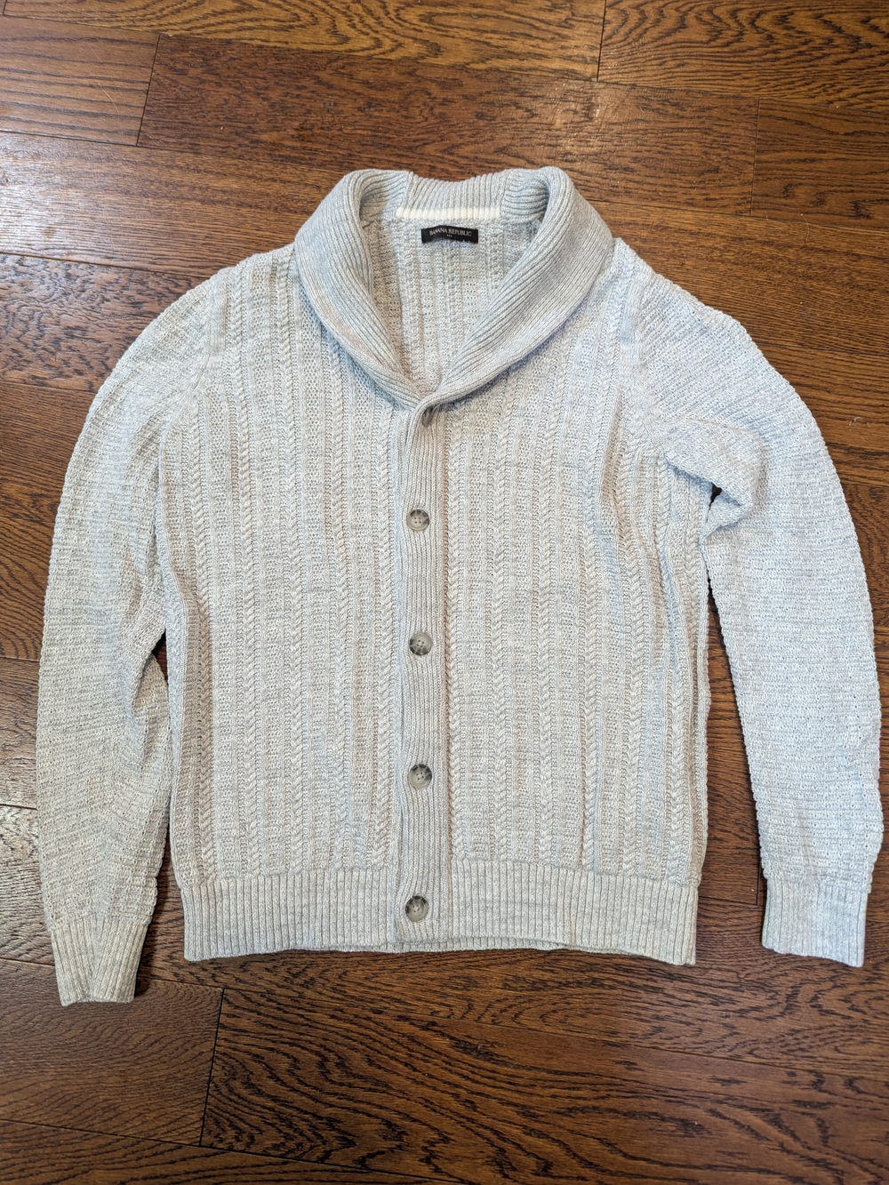 Banana Republic Light Gray Shawl Collar Button Cardigan